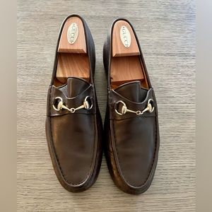 Gucci Horsebilt Brown leather loafer classic slip on size 11.5/ 45.5 euro M